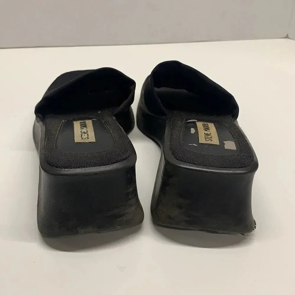 Steve Madden Chonky Sandal Wedges Shoes Slip On Open Toe VTG Y2K 90's Black 7.5 - Picture 4 of 9